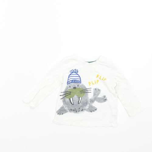 F&F Baby White   Basic T-Shirt Size 6-9 Months  - Walrus