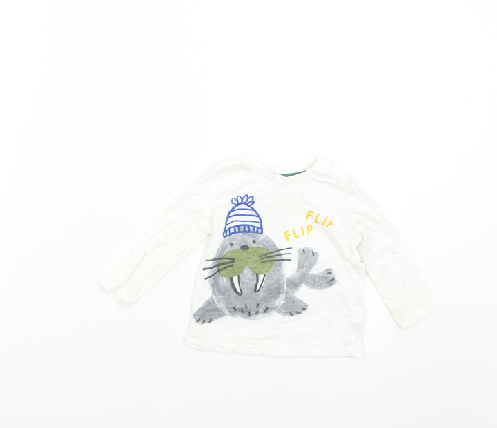 F&F Baby White   Basic T-Shirt Size 6-9 Months  - Walrus