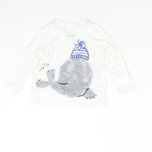 F&F Baby White   Basic T-Shirt Size 6-9 Months  - Walrus