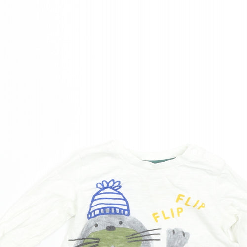 F&F Baby White   Basic T-Shirt Size 6-9 Months  - Walrus