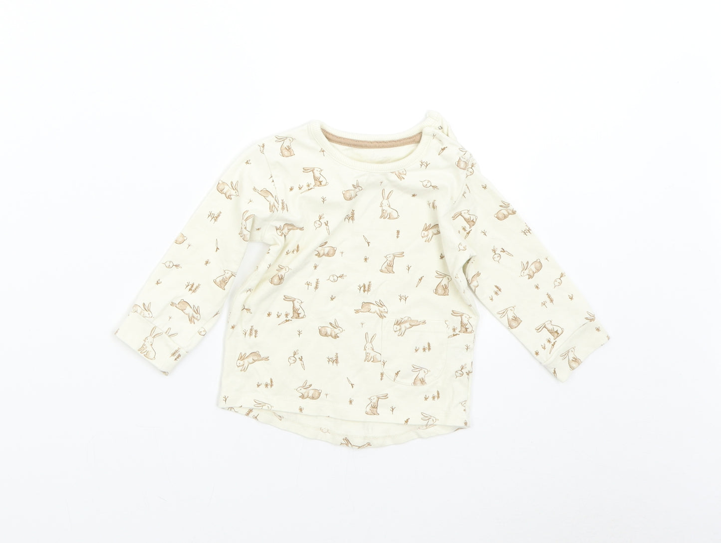 George Baby Beige   Basic T-Shirt Size 6-9 Months  - Bunny Rabbits