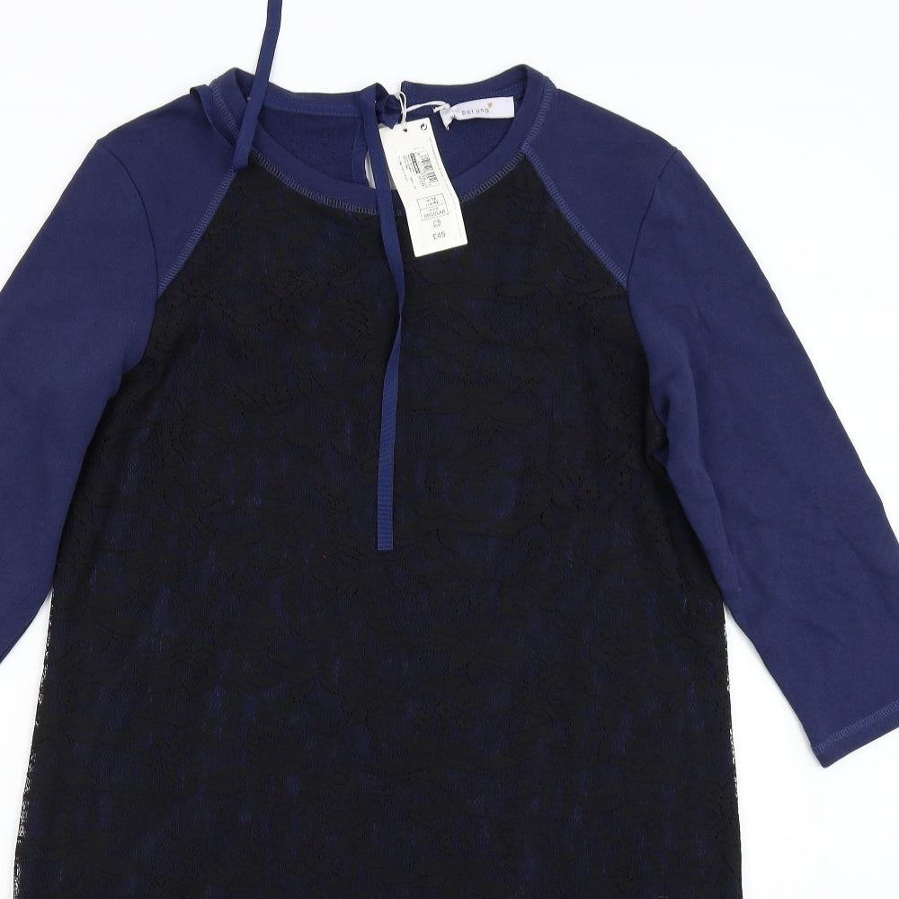 M&S Womens Blue Floral Lace Shift  Size 14