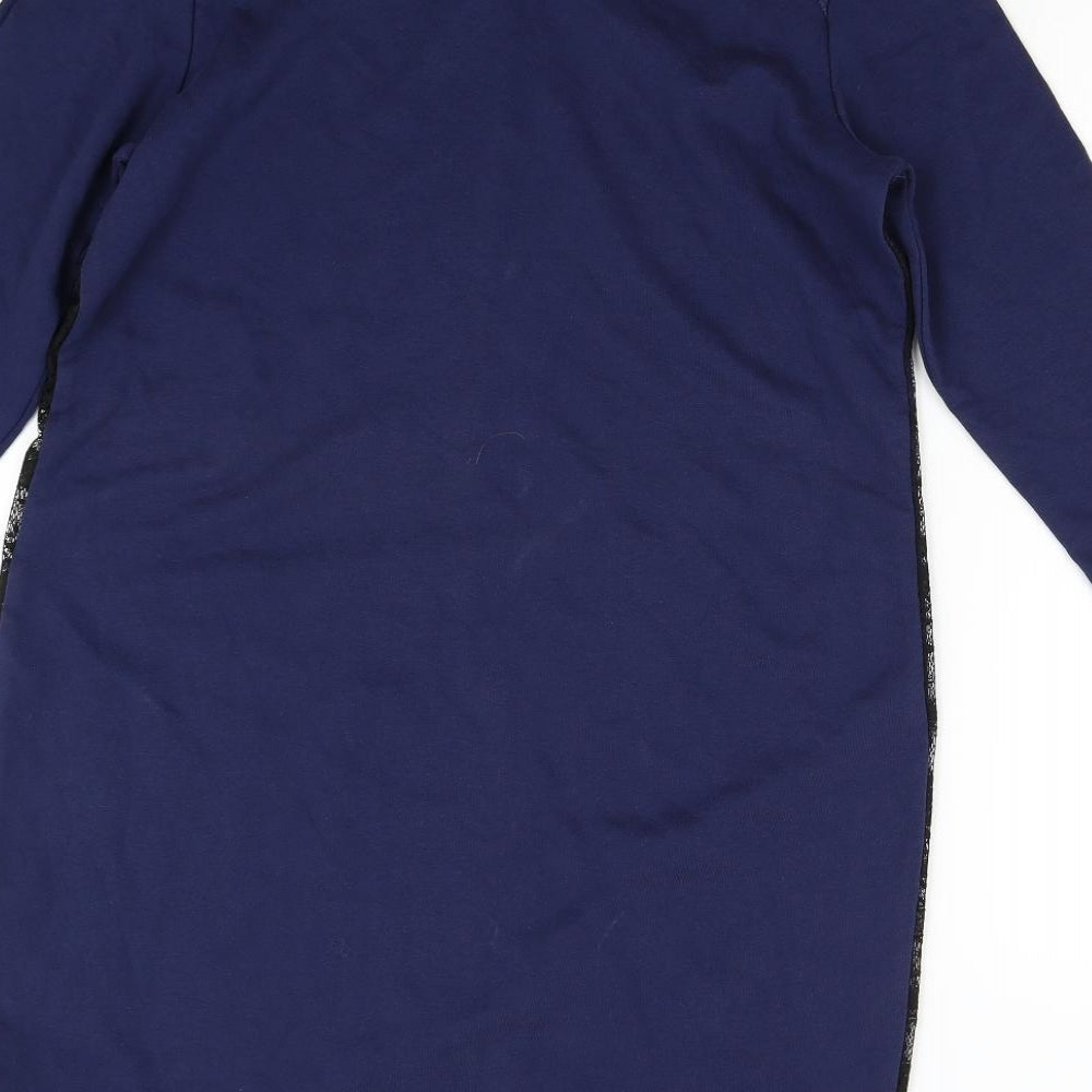 M&S Womens Blue Floral Lace Shift  Size 14