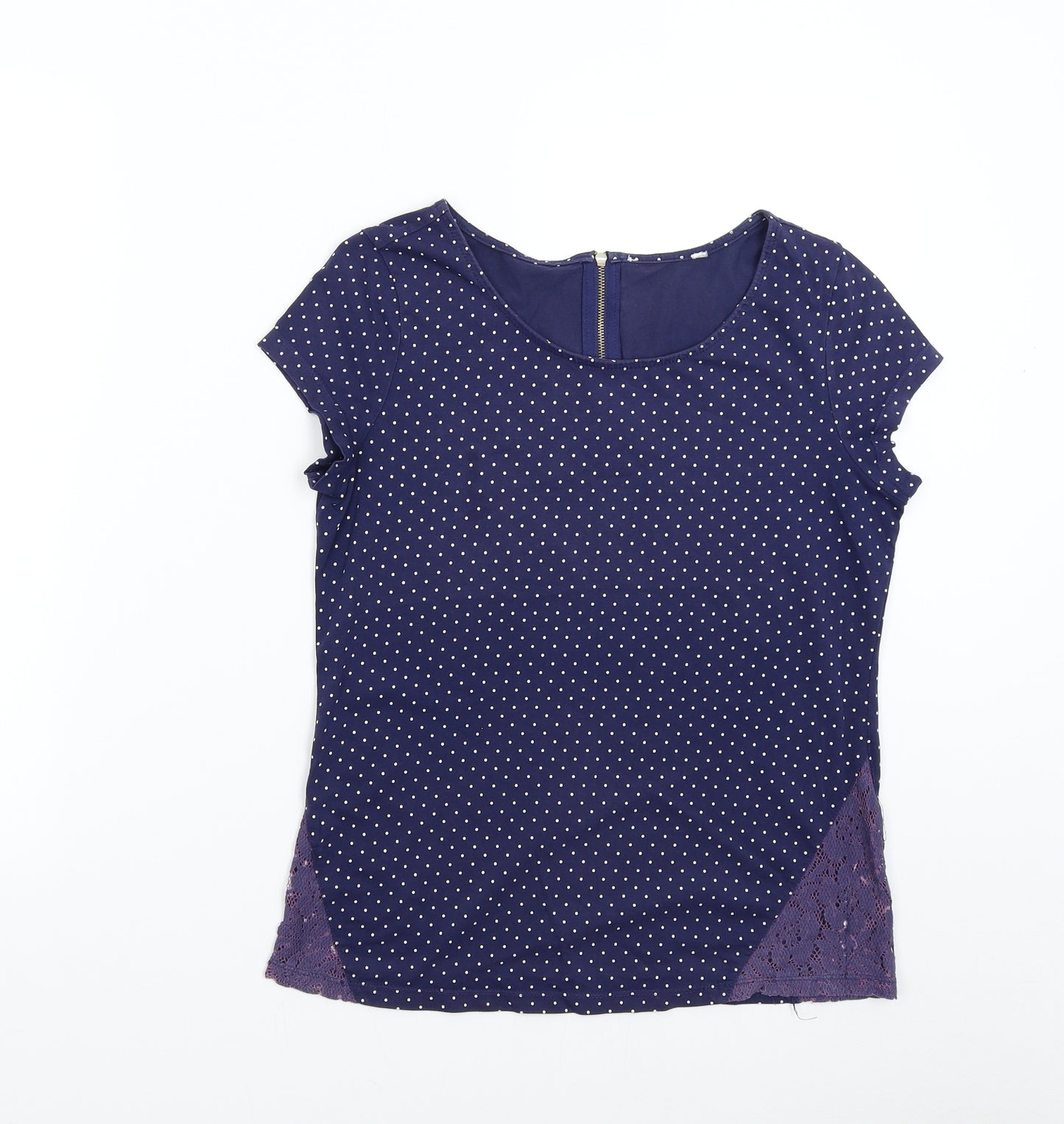 Preworn Womens Blue Polka Dot  Basic T-Shirt Size M