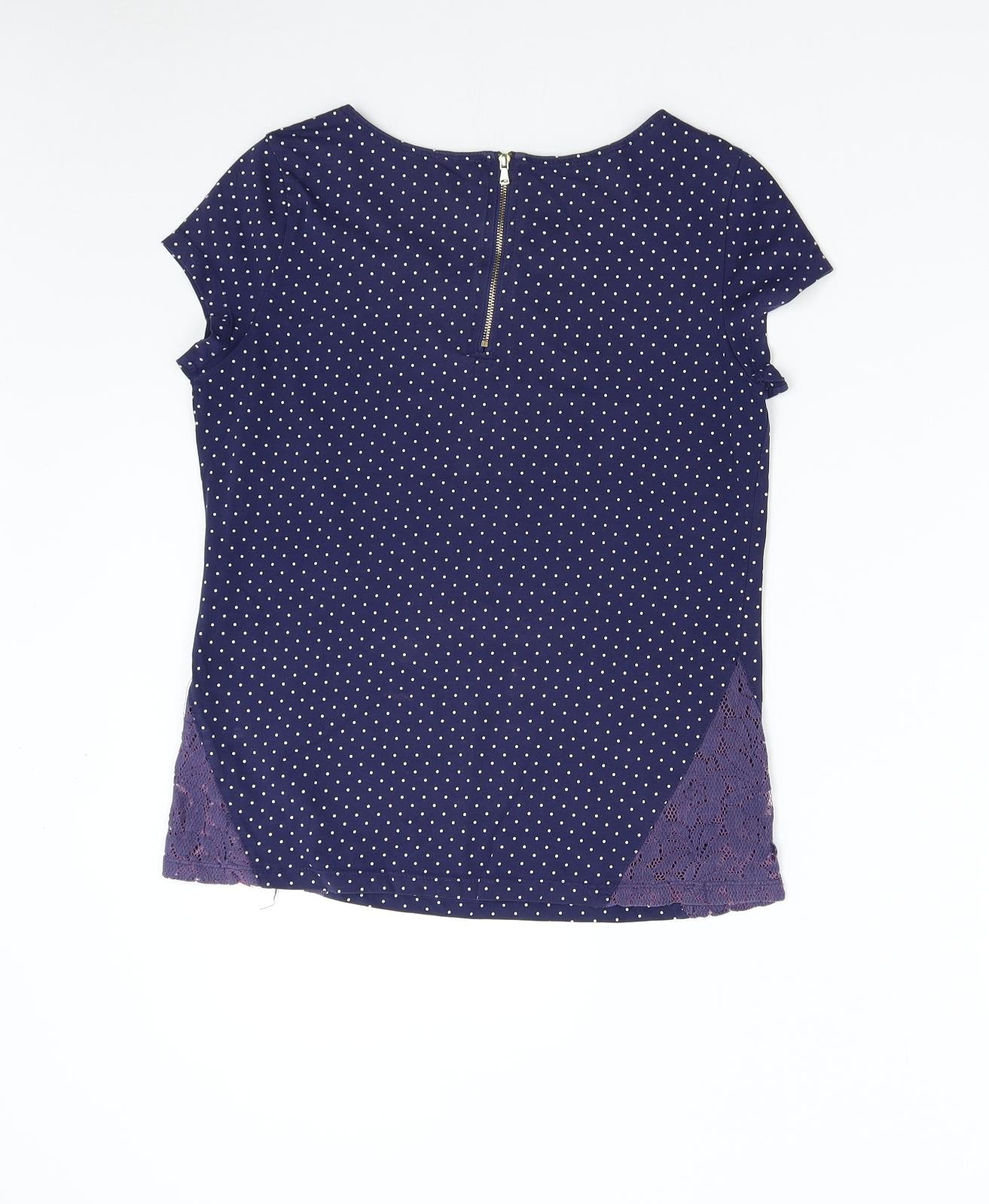 Preworn Womens Blue Polka Dot  Basic T-Shirt Size M