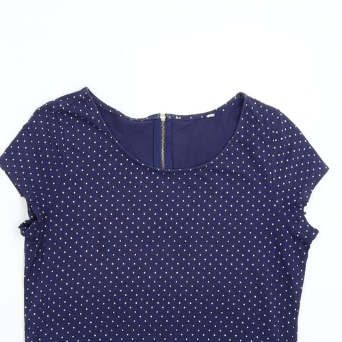 Preworn Womens Blue Polka Dot  Basic T-Shirt Size M