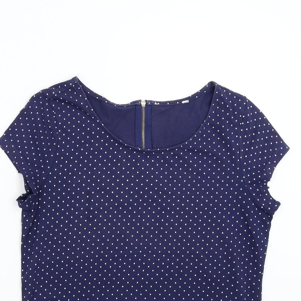 Preworn Womens Blue Polka Dot  Basic T-Shirt Size M