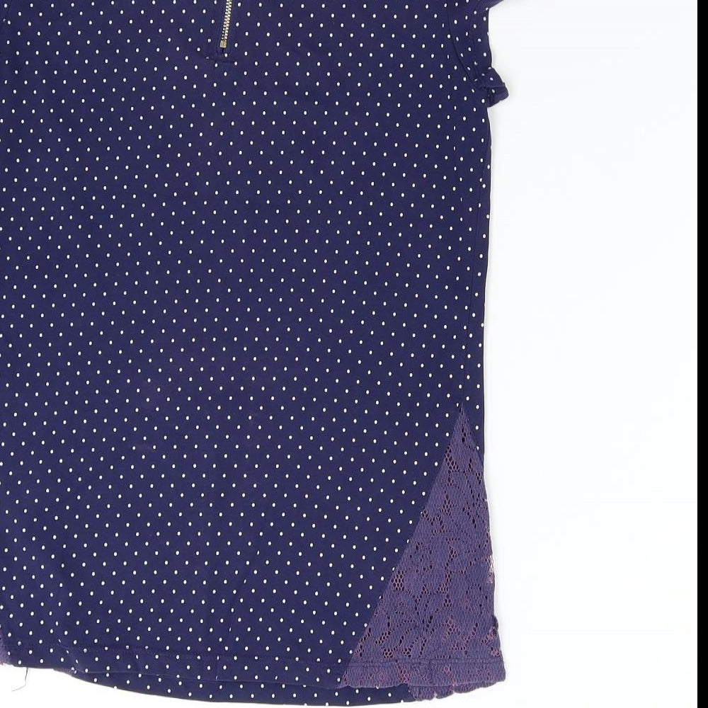 Preworn Womens Blue Polka Dot  Basic T-Shirt Size M