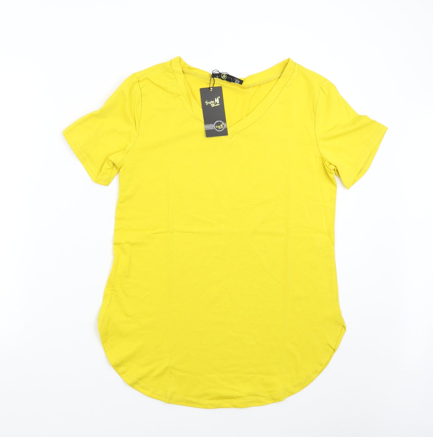 Style Dome Womens Yellow   Basic T-Shirt Size 12