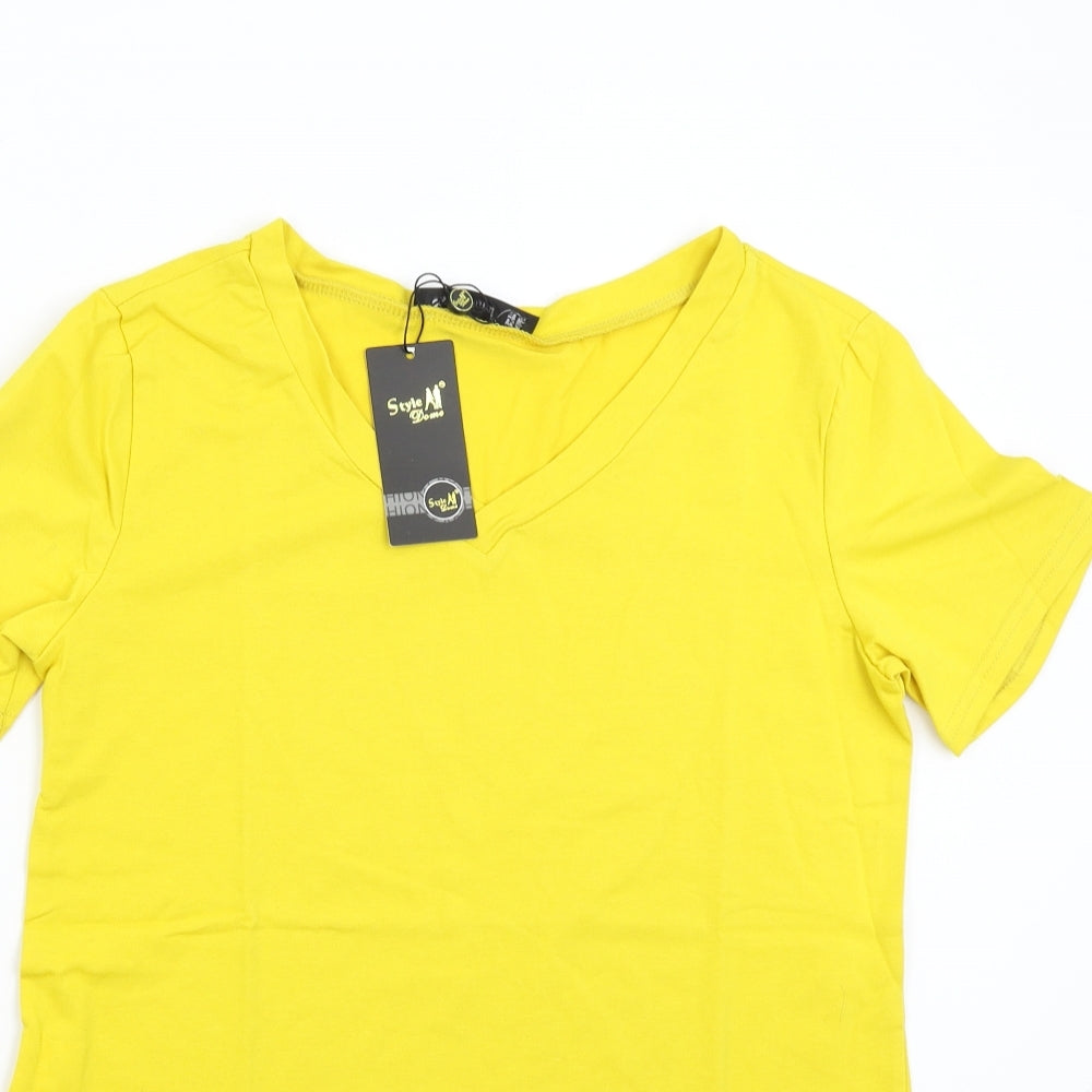 Style Dome Womens Yellow   Basic T-Shirt Size 12