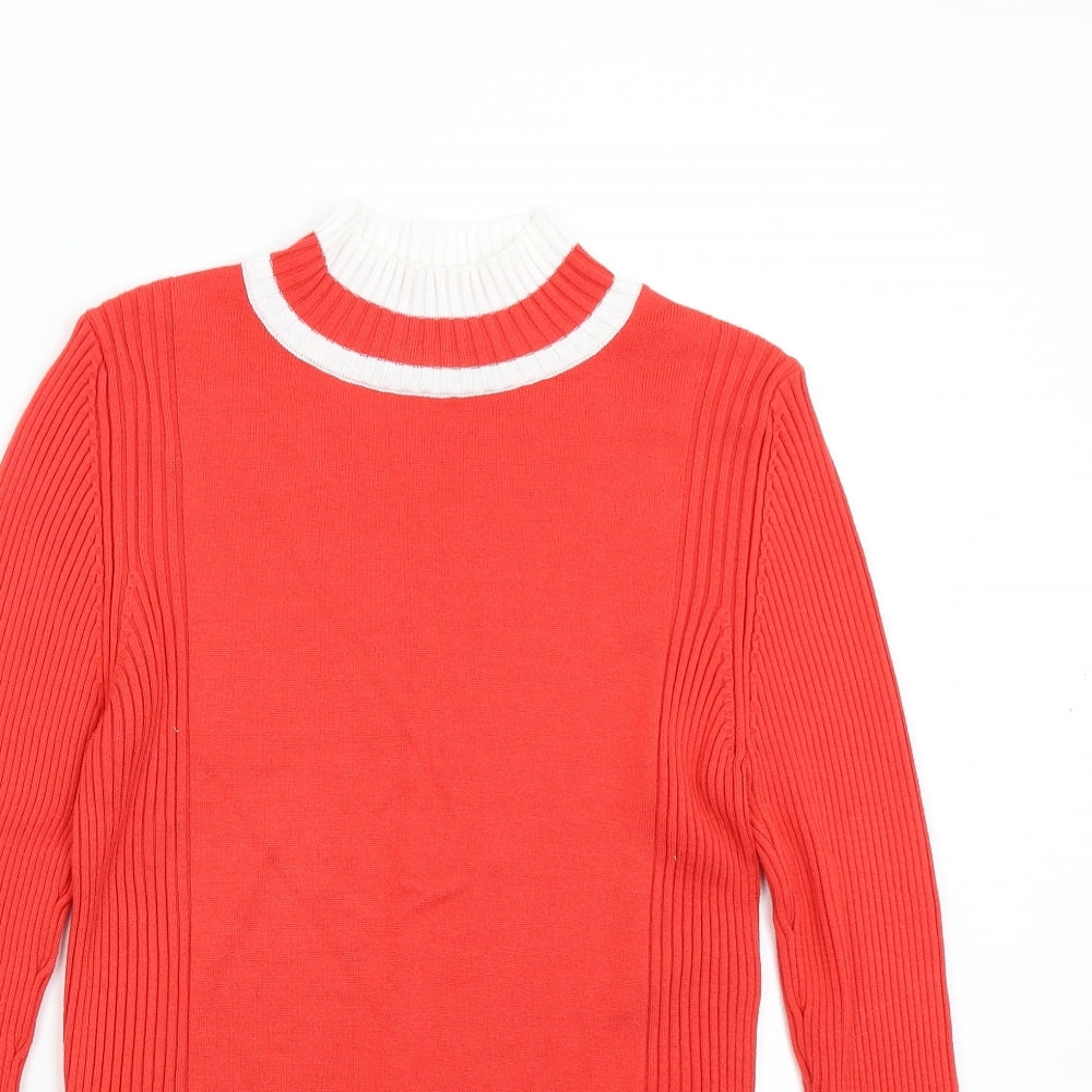 M&S Womens Red  Knit Pullover Jumper Size 12
