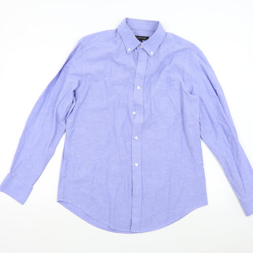 Avenue Mens Blue    Button-Up Size 15.5