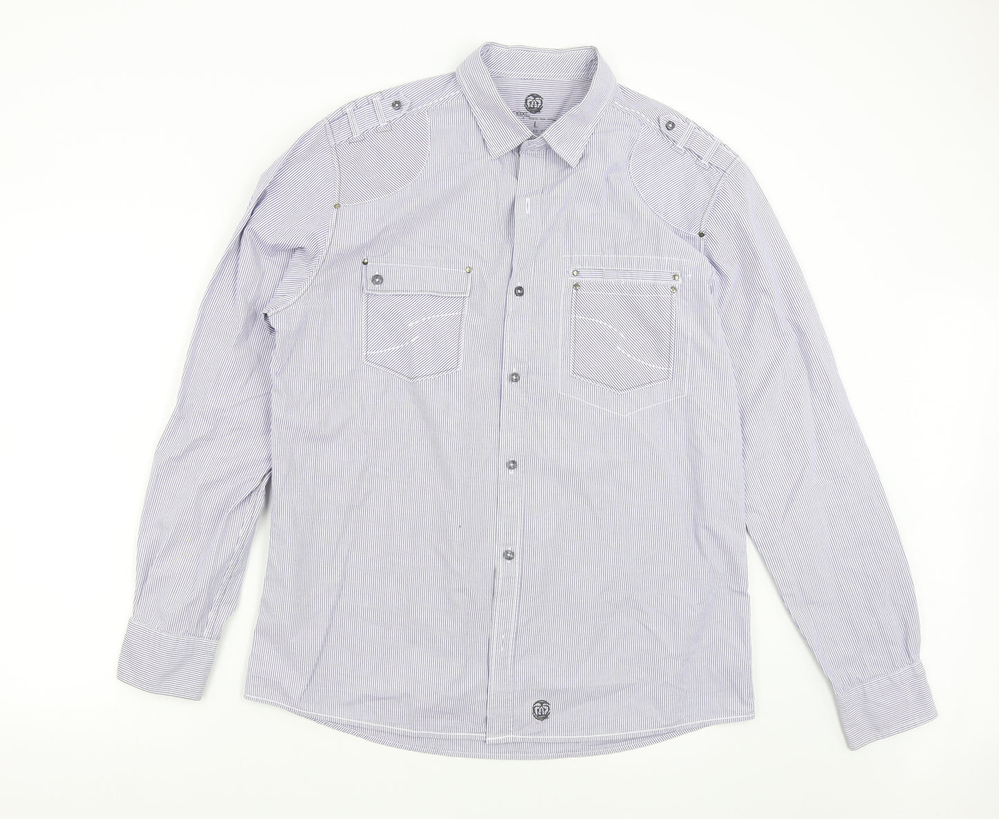 NEXT Mens Blue Striped   Button-Up Size L