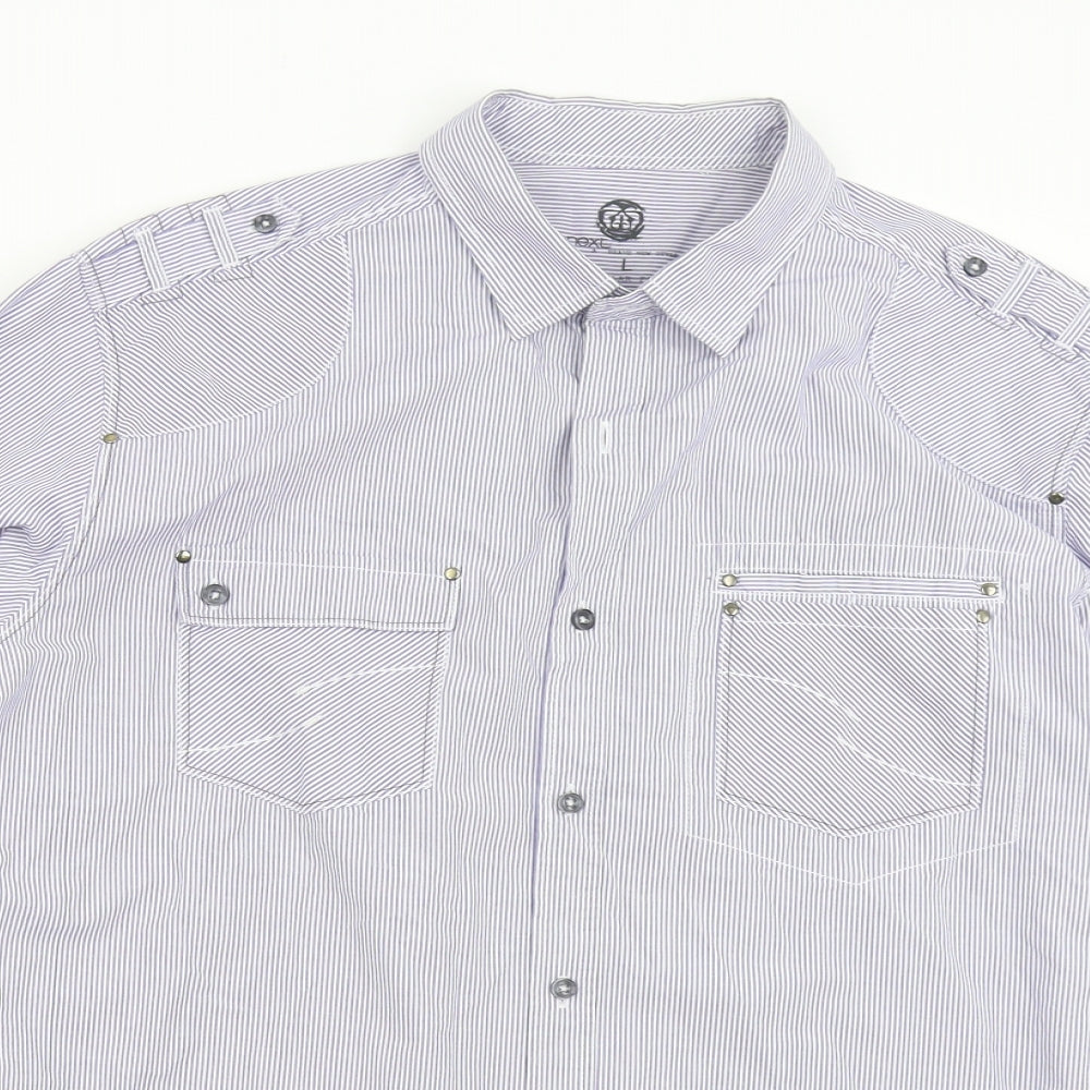 NEXT Mens Blue Striped   Button-Up Size L