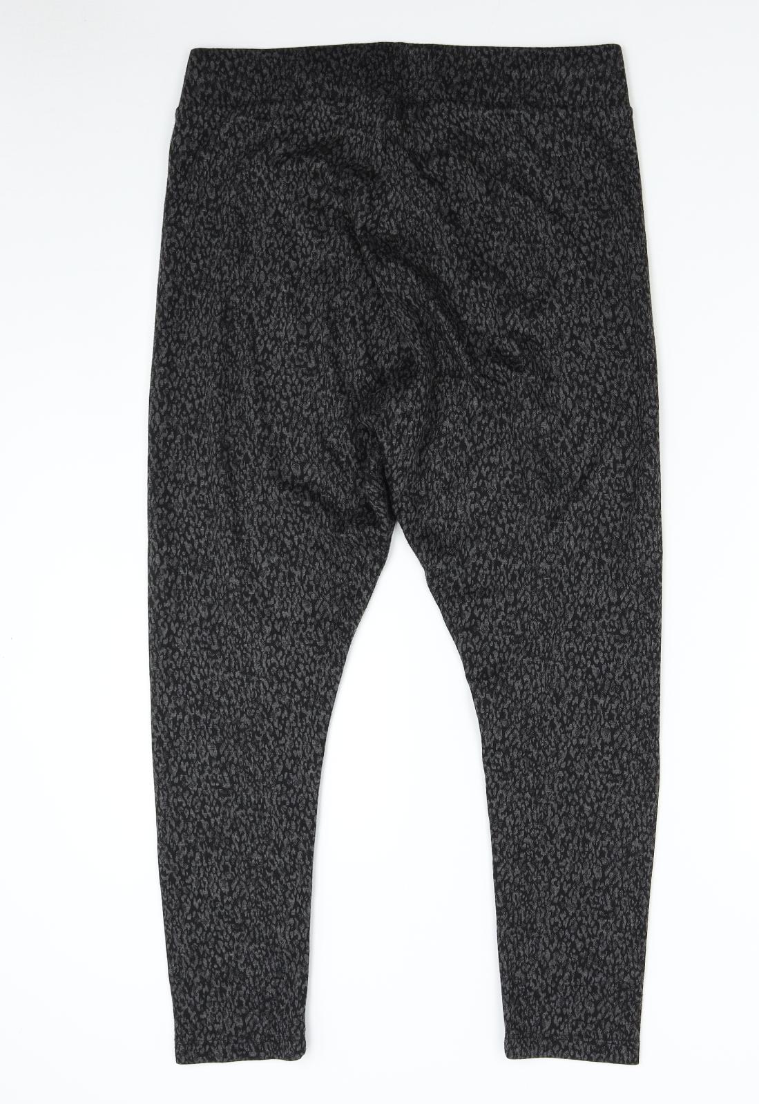 F&F Womens Grey Animal Print  Trousers  Size 18 L26 in