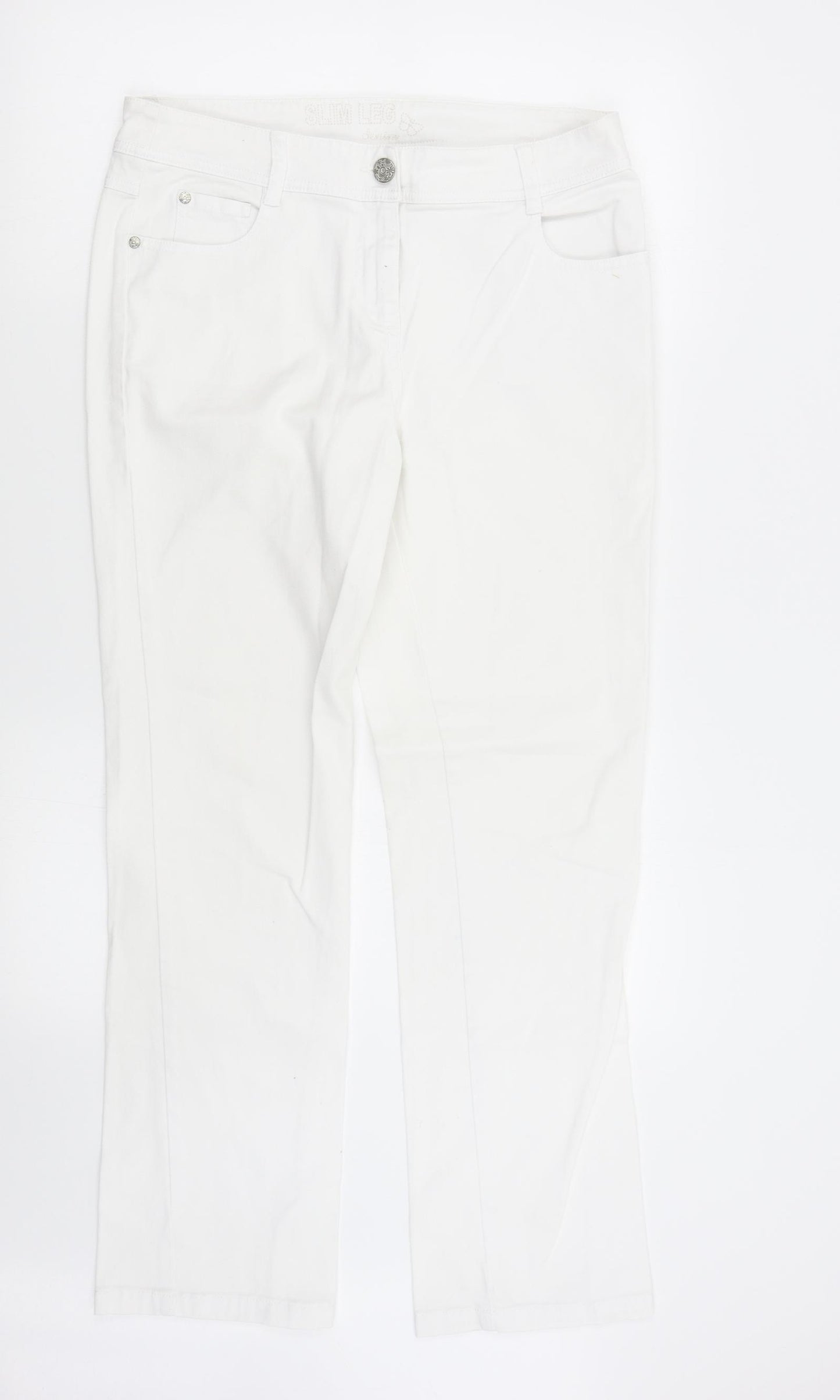 Debenhams Womens White  Denim Straight Jeans Size 14 L30 in