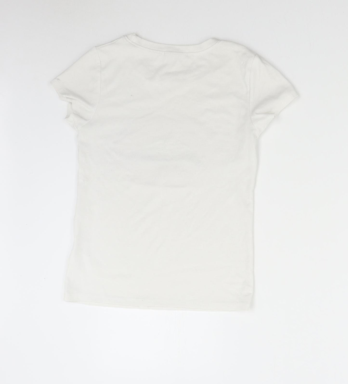 Voyelles Womens White   Basic T-Shirt Size S  - Lips