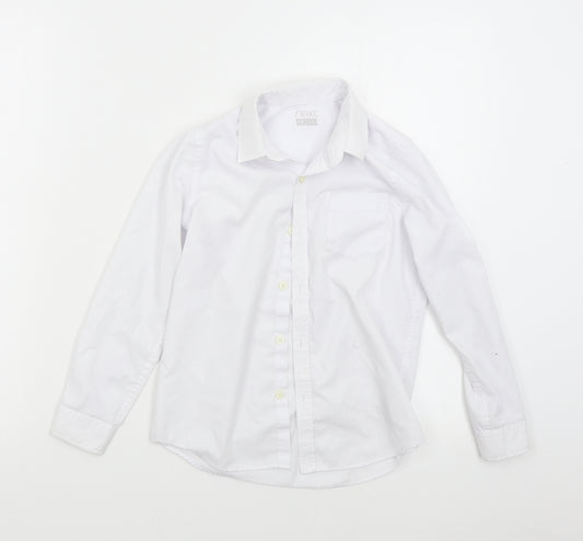 Front view of Next boys’ white basic button-up, size 8, years - school