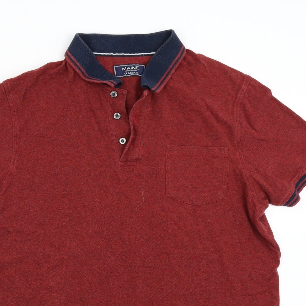 Maine Mens Red    Polo Size M