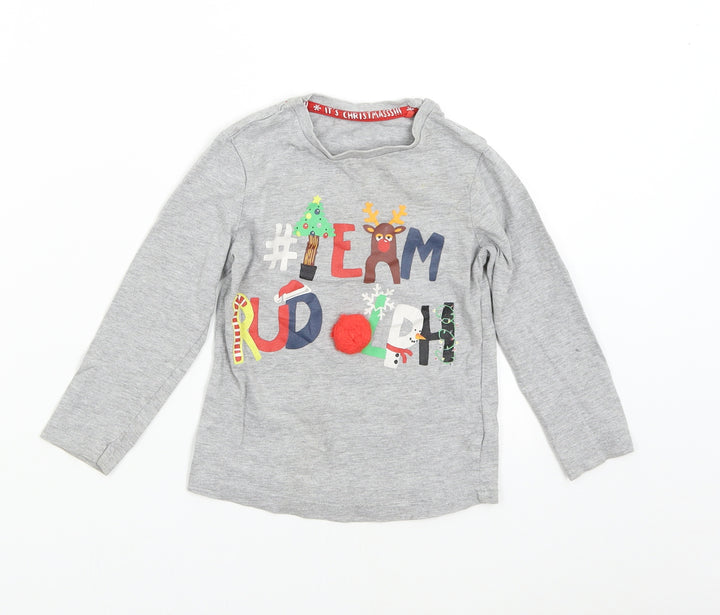 TU Baby Grey Basic T-Shirt Size 3-6 Months - Christmas Rudolph