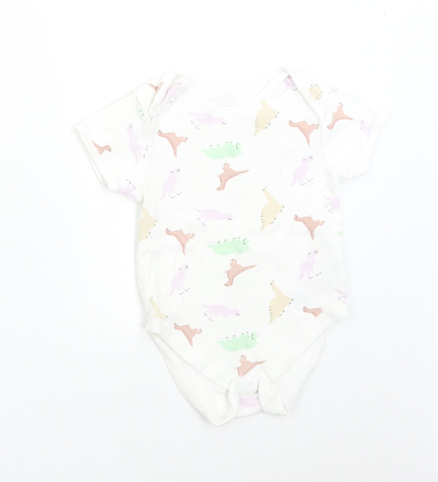 Primark Baby White   Babygrow One-Piece Size 24 Months  - Dinosaurs