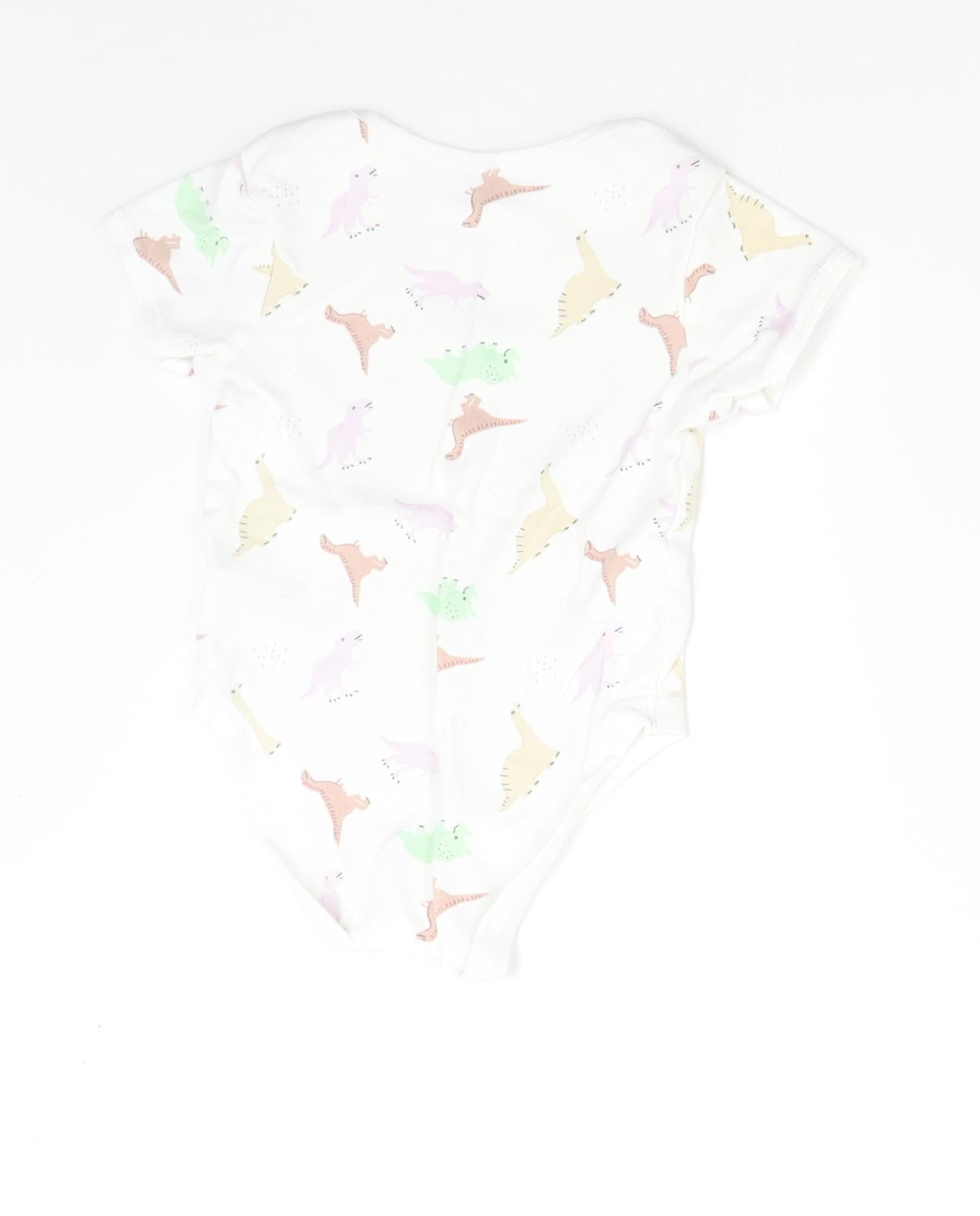 Primark Baby White   Babygrow One-Piece Size 24 Months  - Dinosaurs