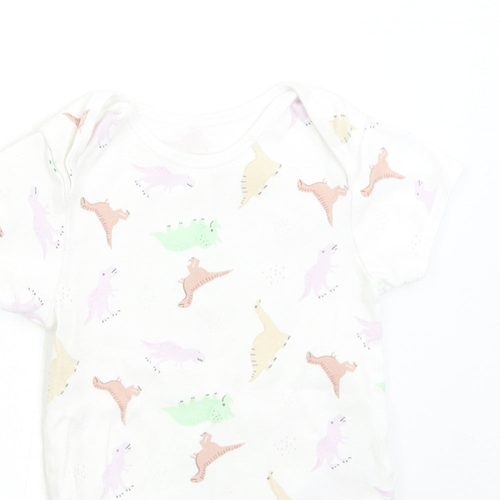 Primark Baby White   Babygrow One-Piece Size 24 Months  - Dinosaurs
