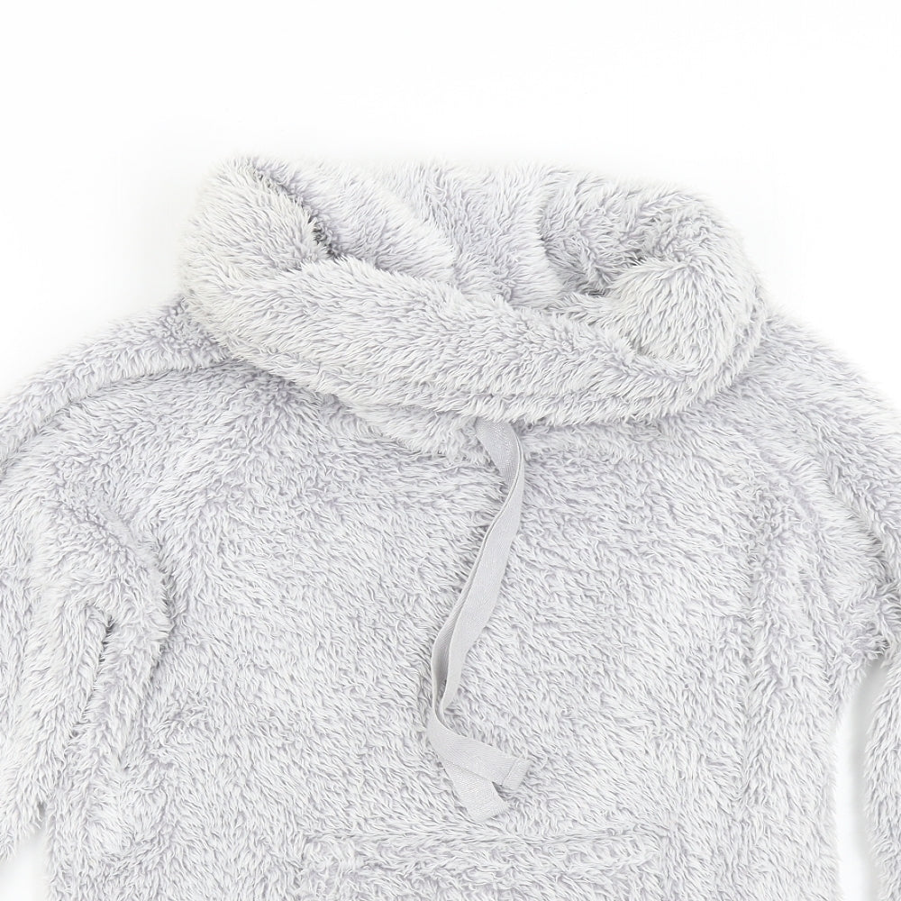 F&F Womens Grey Solid Fleece Top Pyjama Top Size S