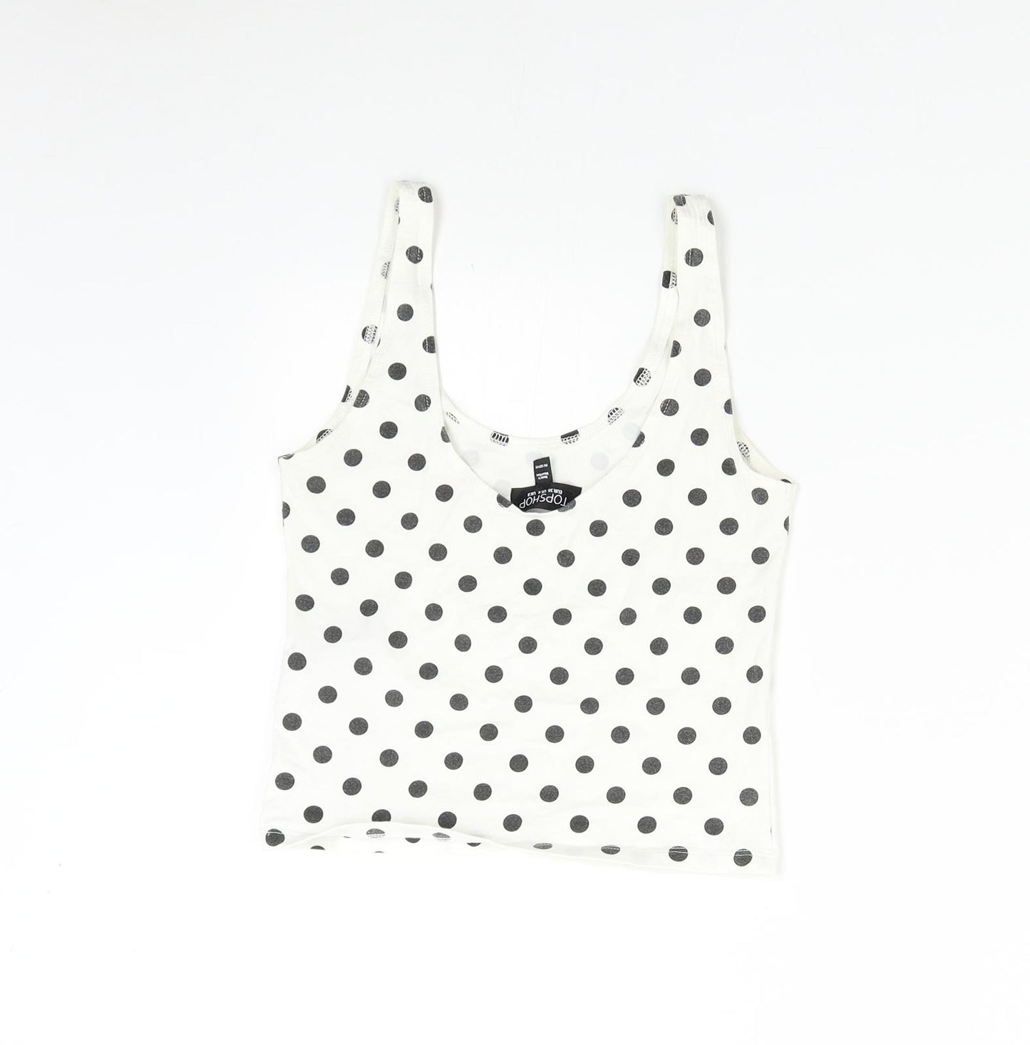 Topshop Womens White Polka Dot  Cropped Tank Size 8