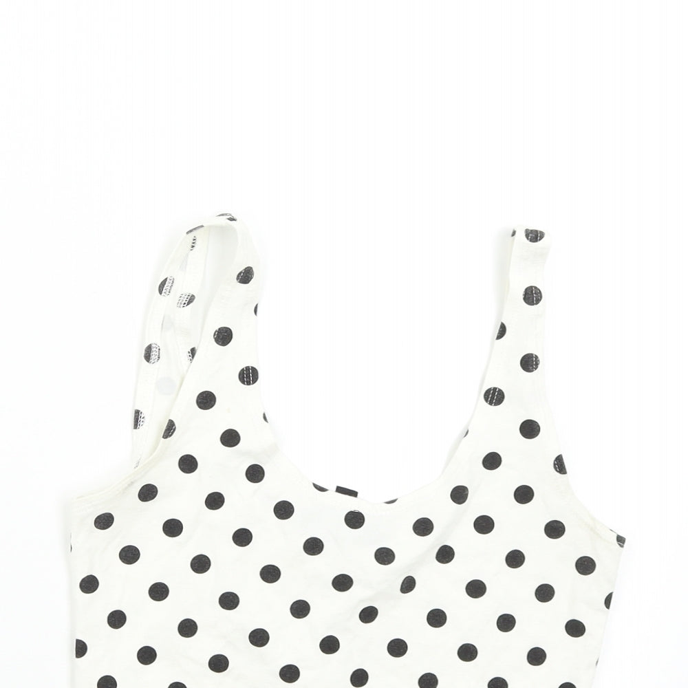 Topshop Womens White Polka Dot  Cropped Tank Size 8