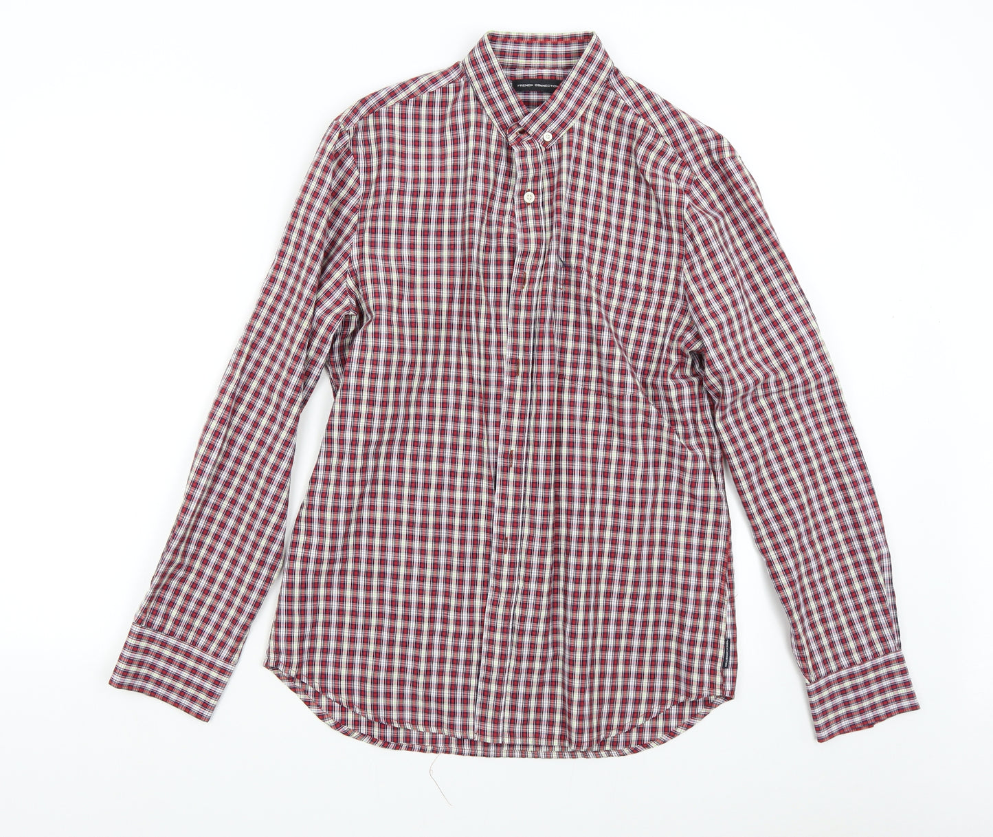 French Connection Mens Red Check   Button-Up Size M