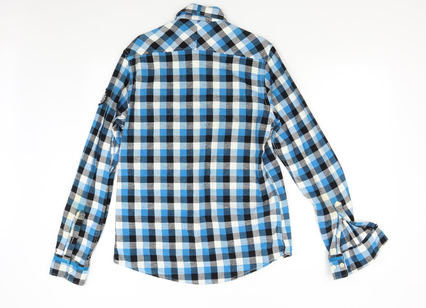 Armada Mens Blue Check Flannel  Button-Up Size M