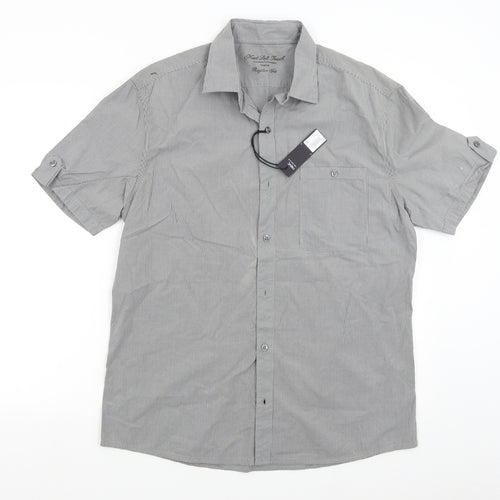 NEXT Mens Grey Check   Button-Up Size L