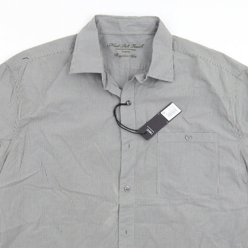 NEXT Mens Grey Check   Button-Up Size L