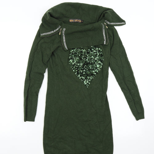 Red London Womens Green   Jumper Dress  Size S  - Heart