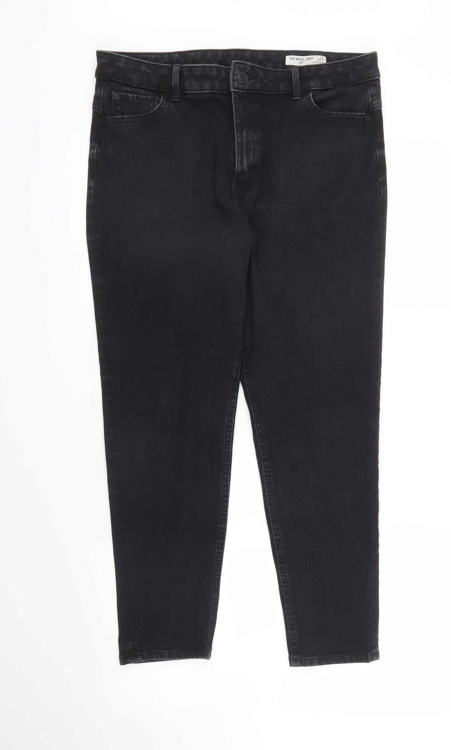 M&S Womens Black  Denim Capri Jeans Size 16 L25 in
