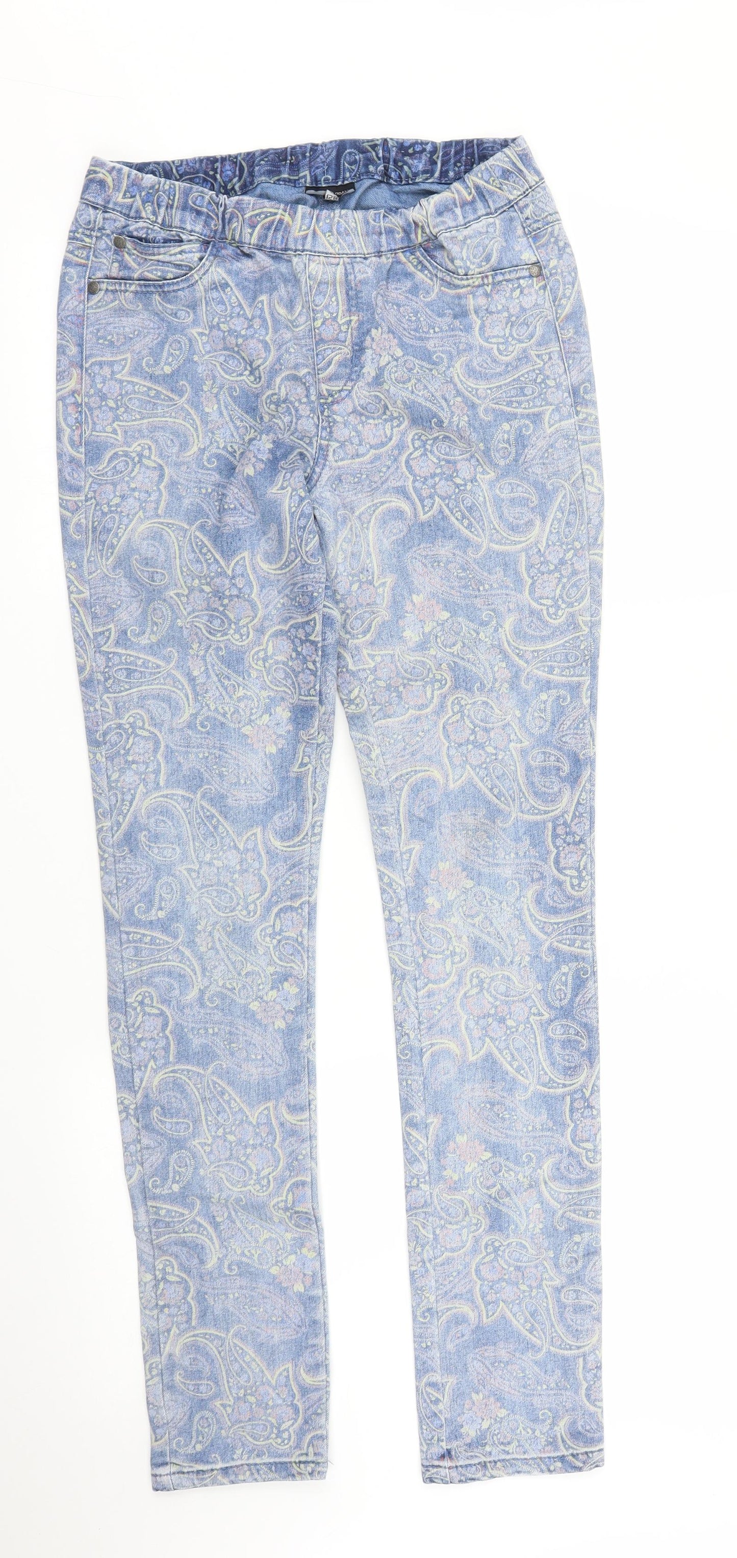 Kappahi Girls Blue Paisley Denim Skinny Jeans Size 13-14 Years