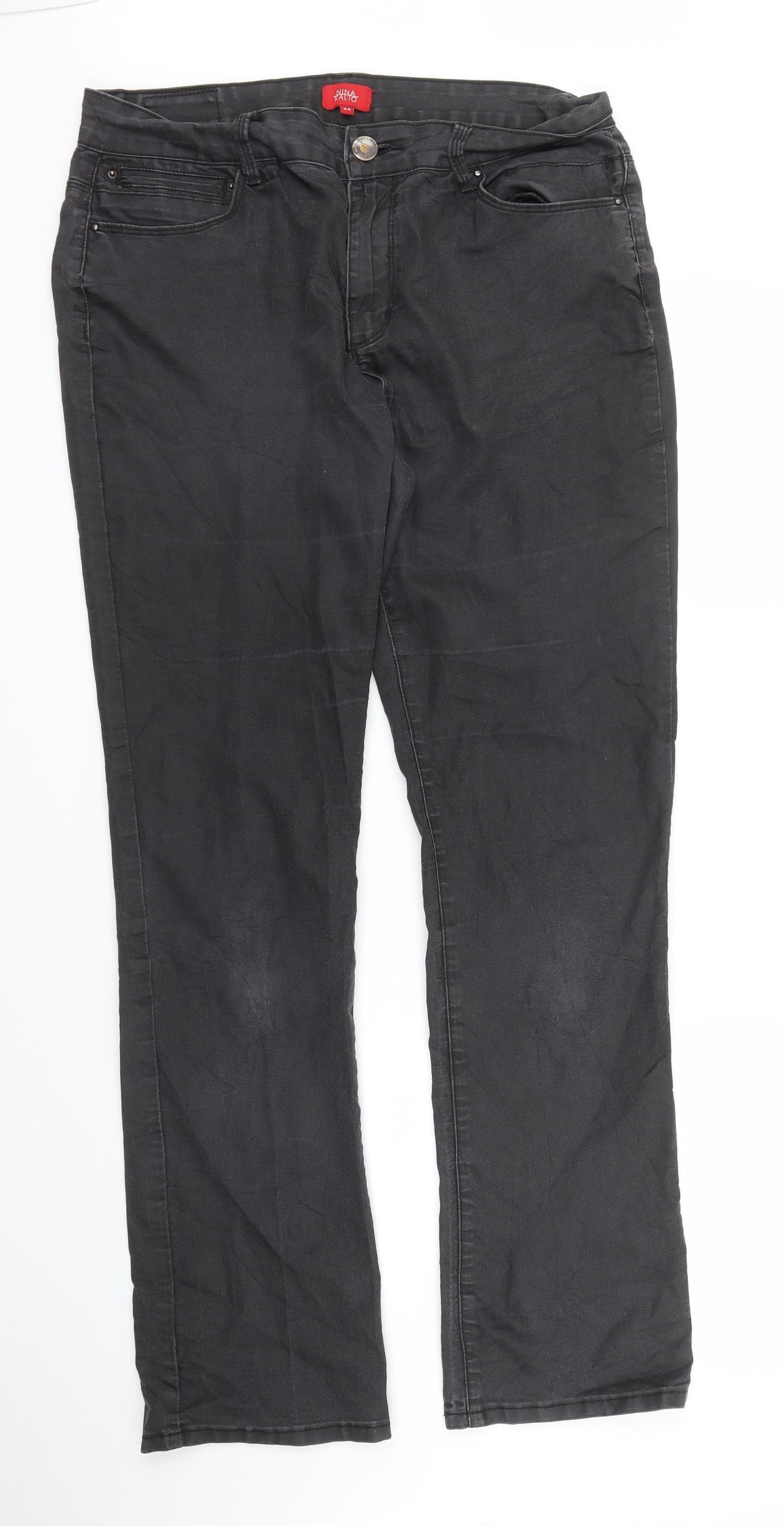 Nina Kalio Womens Black  Denim Straight Jeans Size 16 L30 in