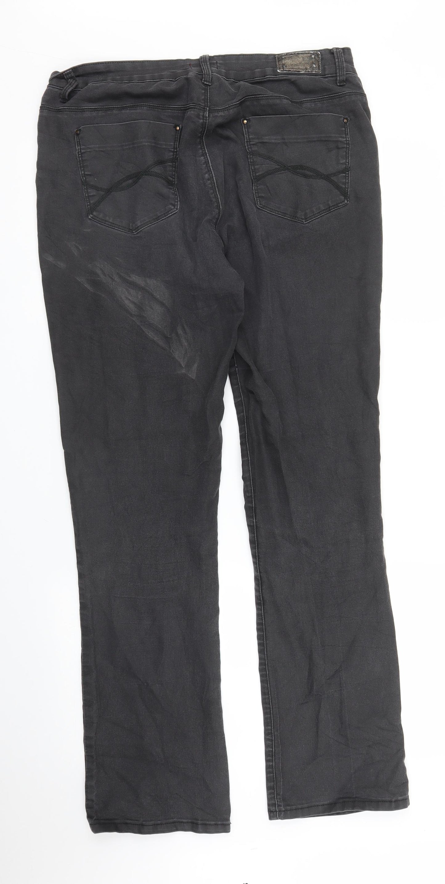 Nina Kalio Womens Black  Denim Straight Jeans Size 16 L30 in