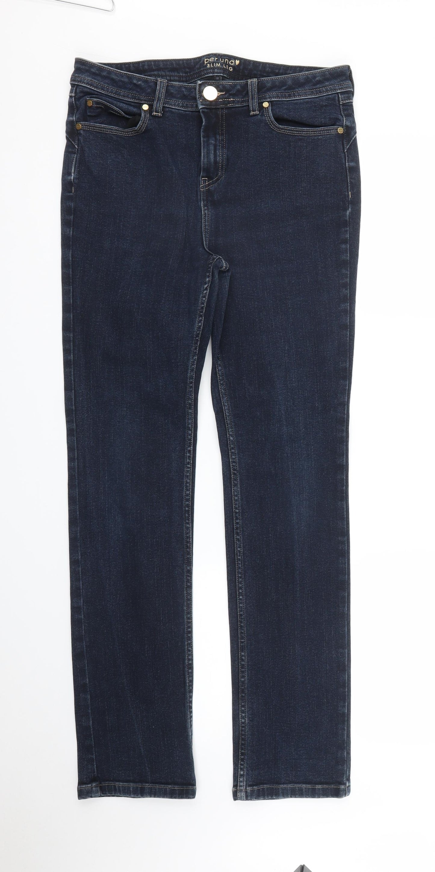 M&S Womens Blue  Denim Straight Jeans Size 12 L29 in