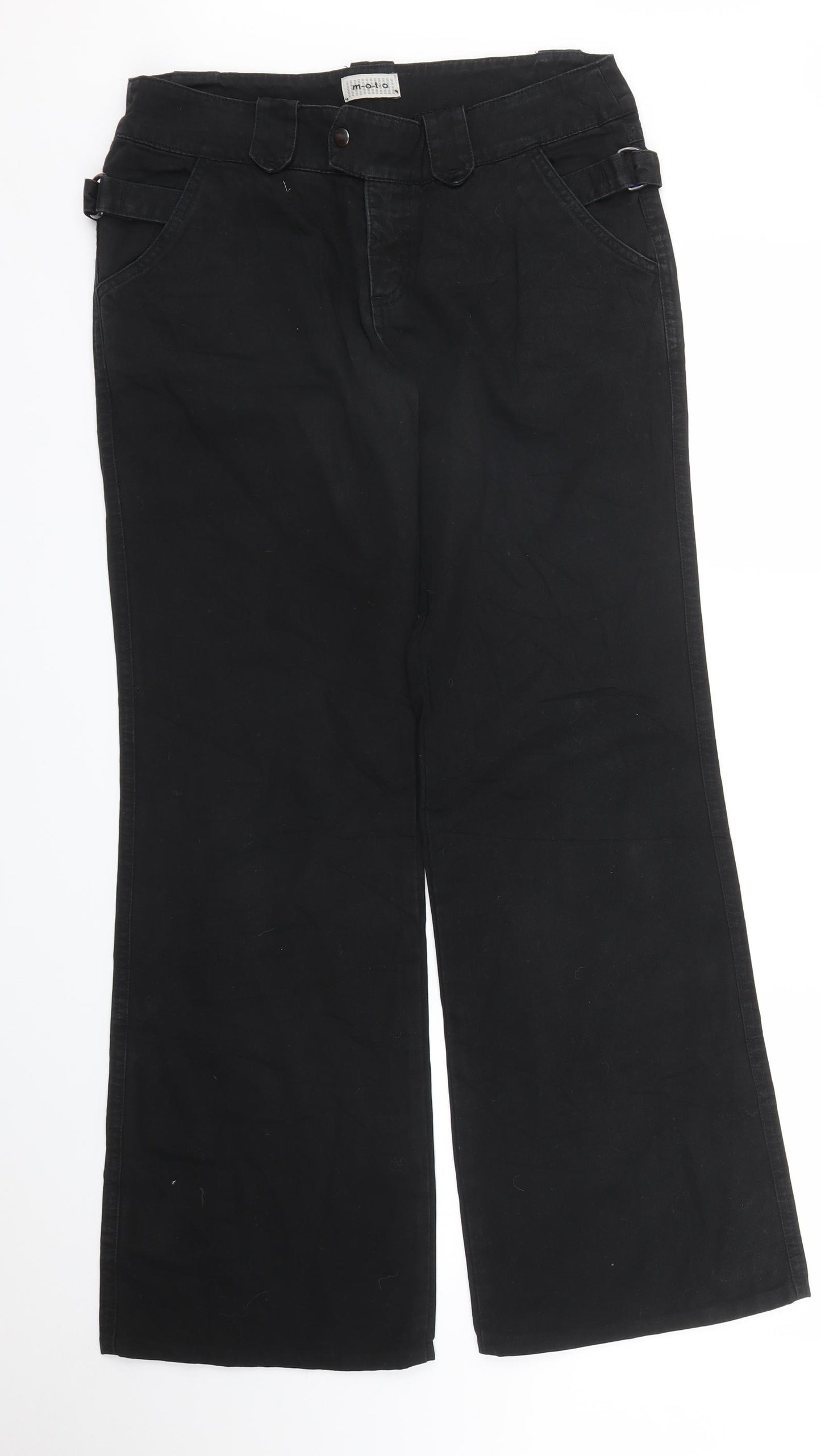 Moto Womens Black  Denim Flared Jeans Size 10 L29 in