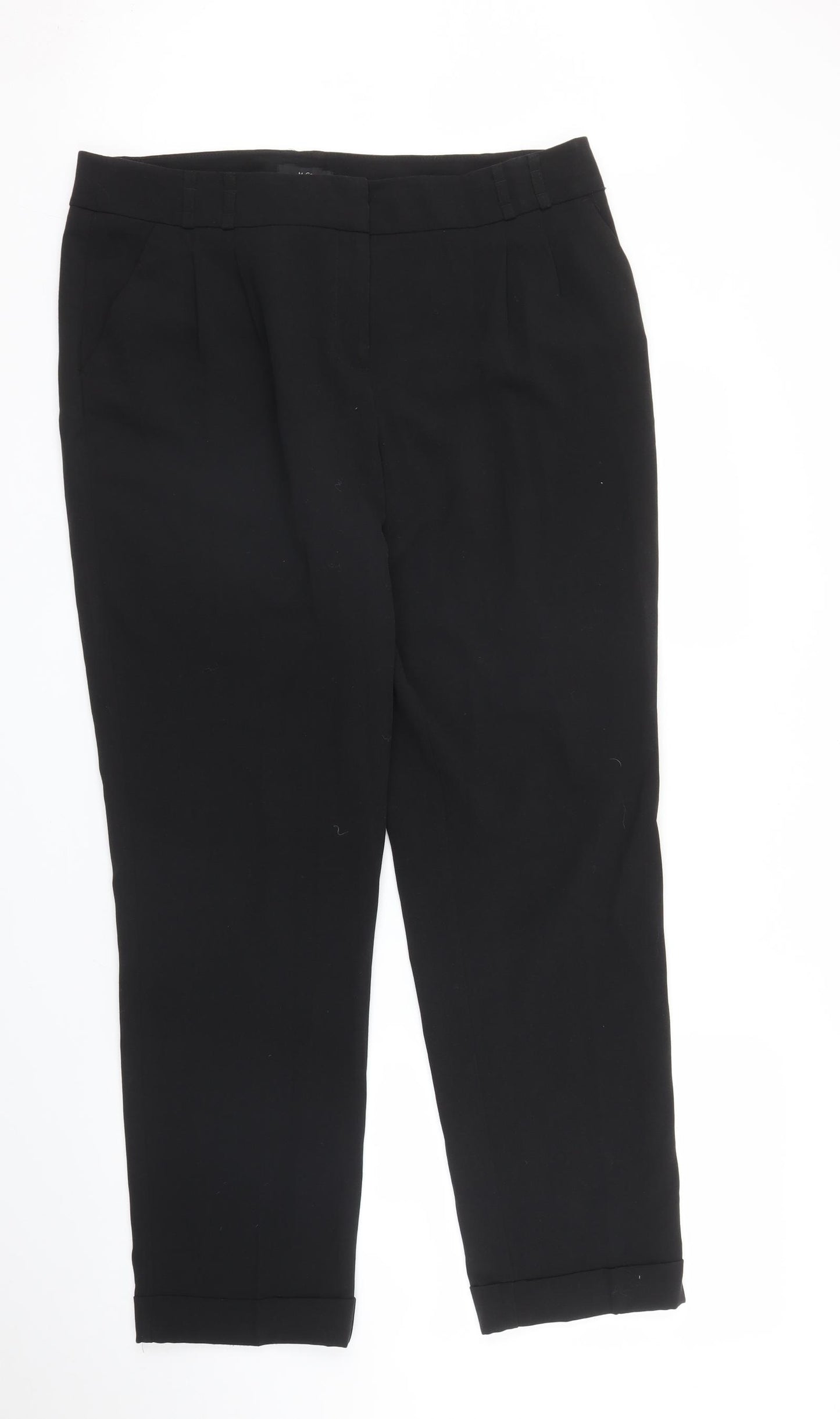 M&Co Womens Black   Pedal Pusher Trousers Size 14 L29 in