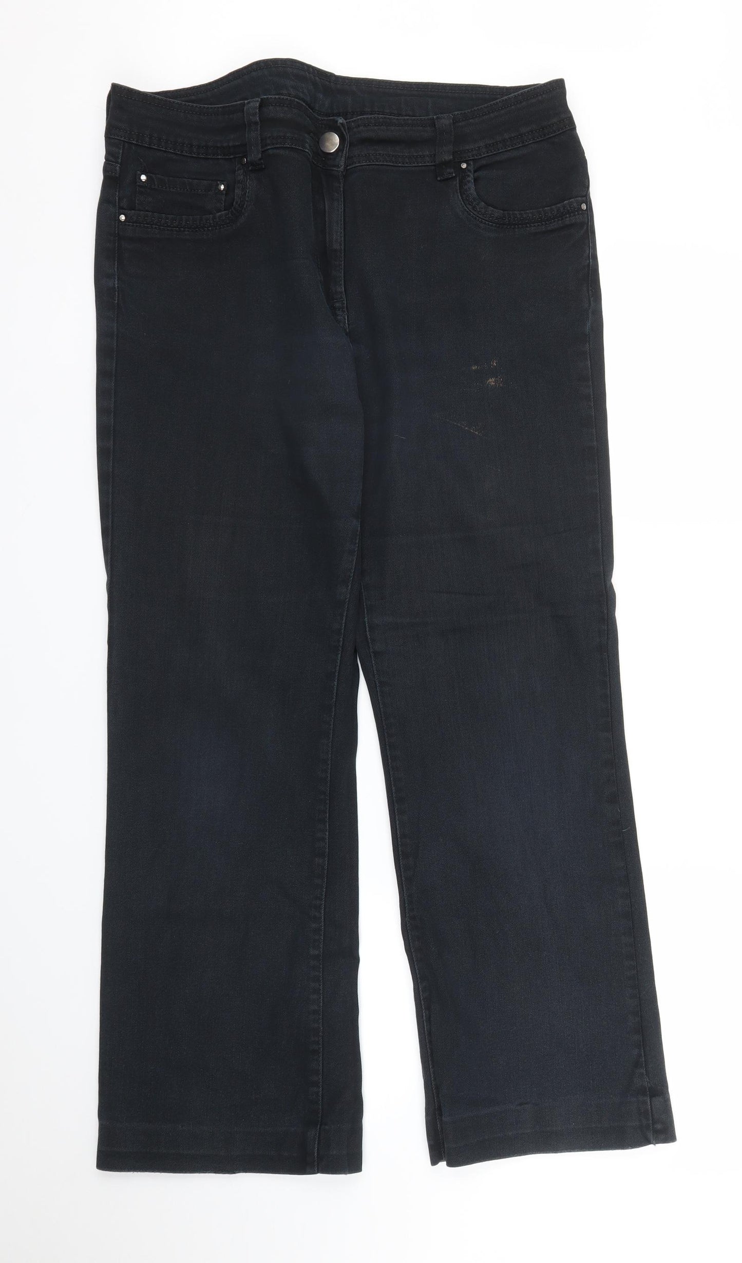M&S Womens Black  Denim Bootcut Jeans Size 36 in L28 in