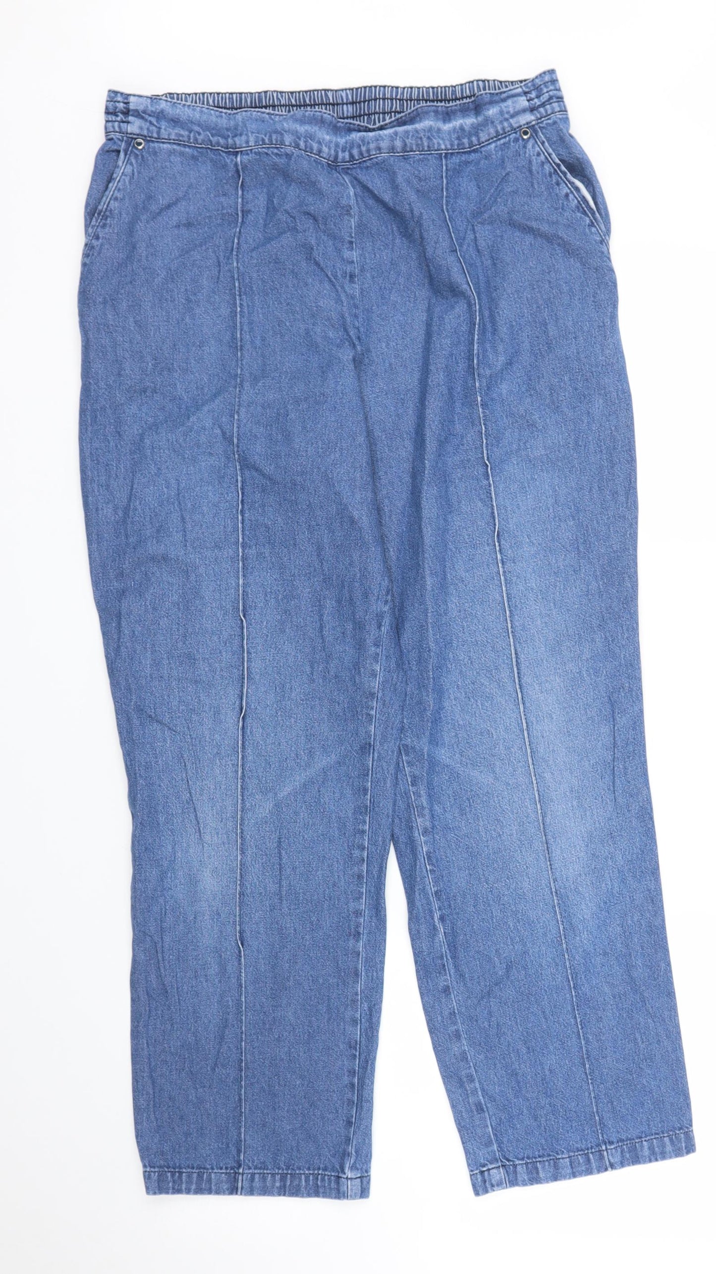 M&S Womens Blue  Denim Capri Jeans Size 14 L28 in
