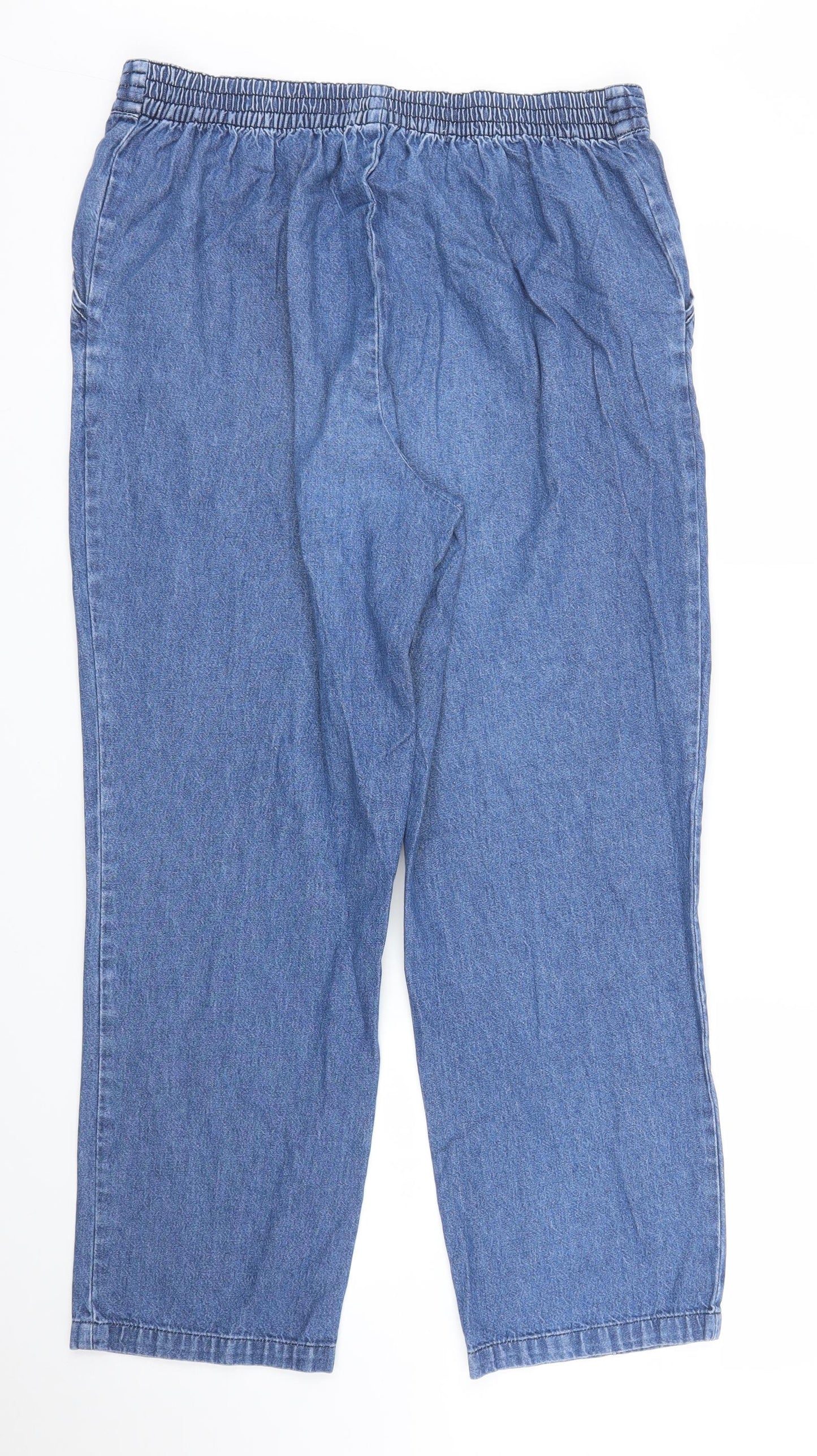 M&S Womens Blue  Denim Capri Jeans Size 14 L28 in