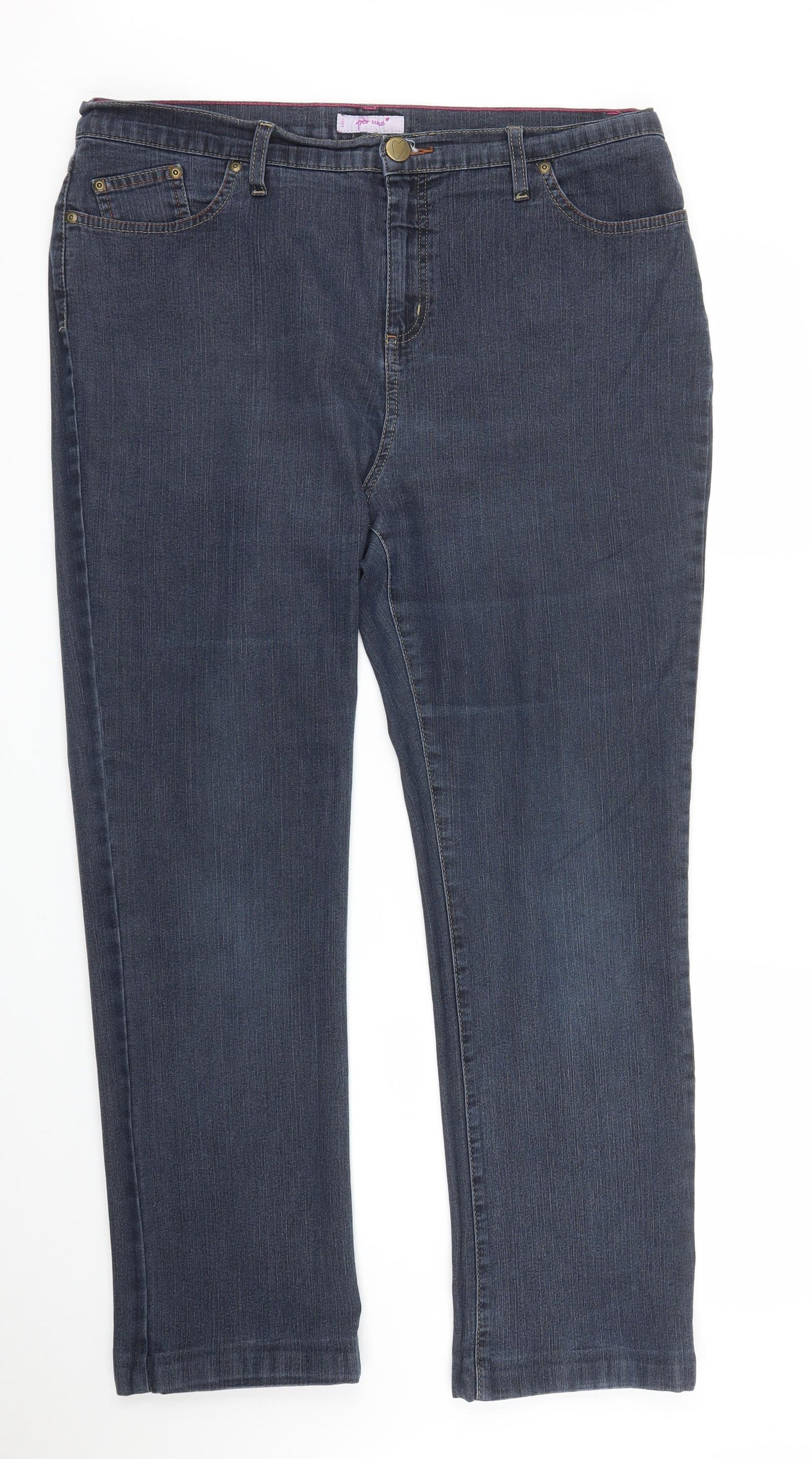 M&S Womens Blue  Denim Straight Jeans Size L L28 in