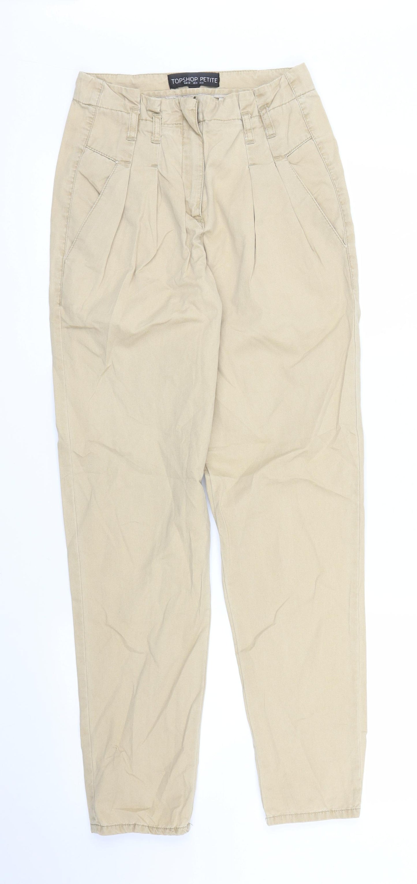 Topshop Womens Beige   Carrot Trousers Size 4 L27 in
