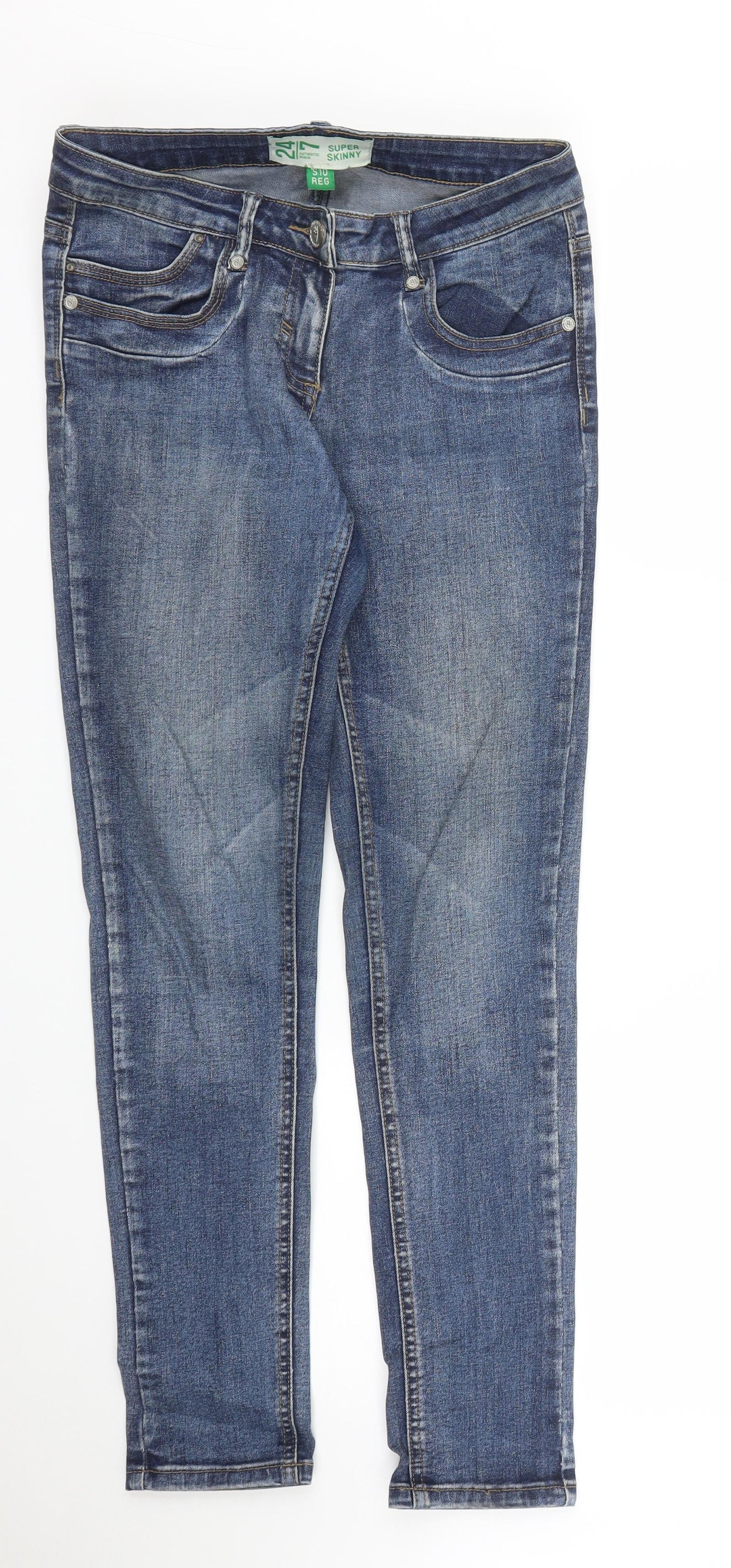 24/7 Authentic Denim Womens Blue  Denim Skinny Jeans Size 10 L27 in