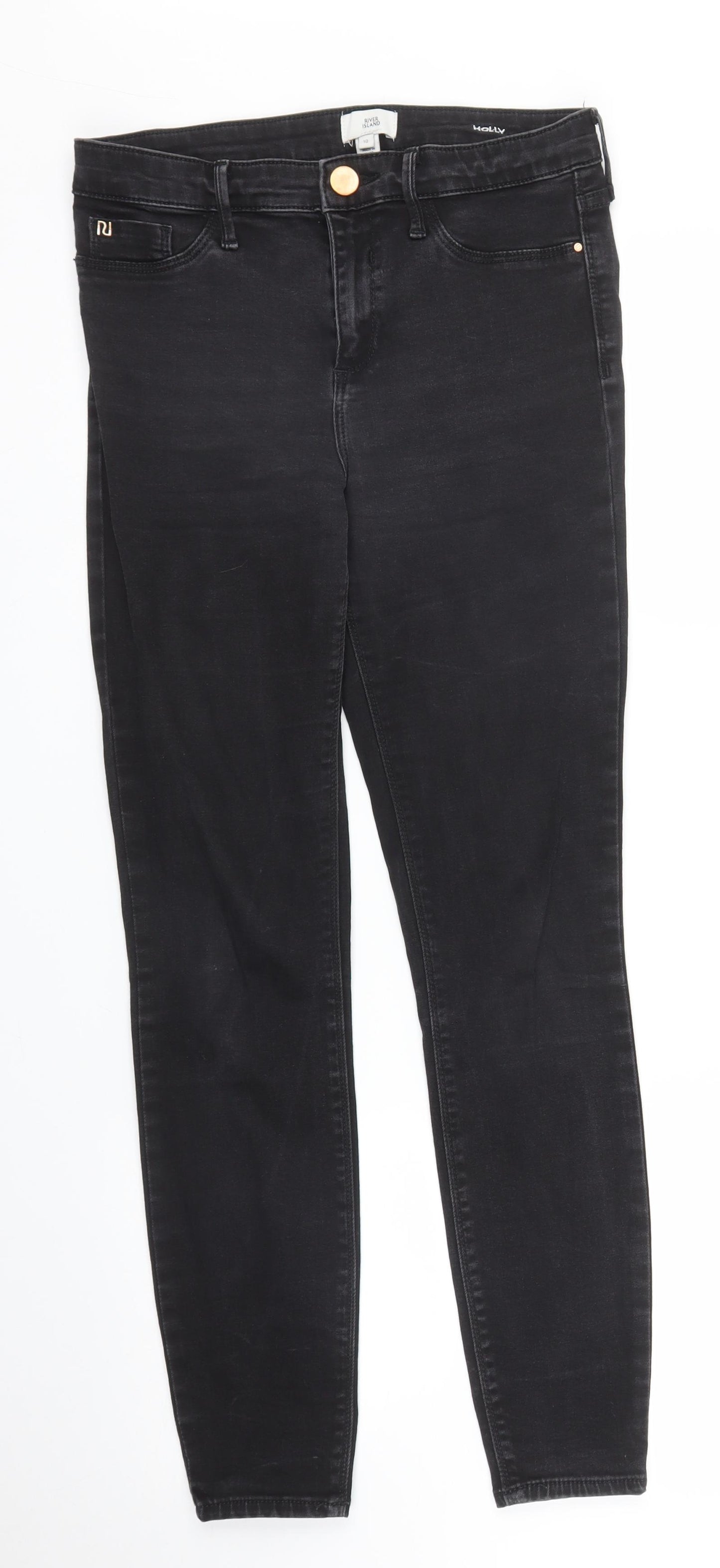 River Island Womens Black  Denim Skinny Jeans Size 10 L28 in