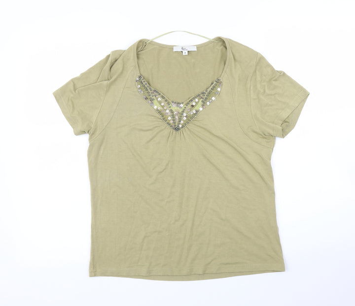 Klass Womens Green Basic T-Shirt Size M